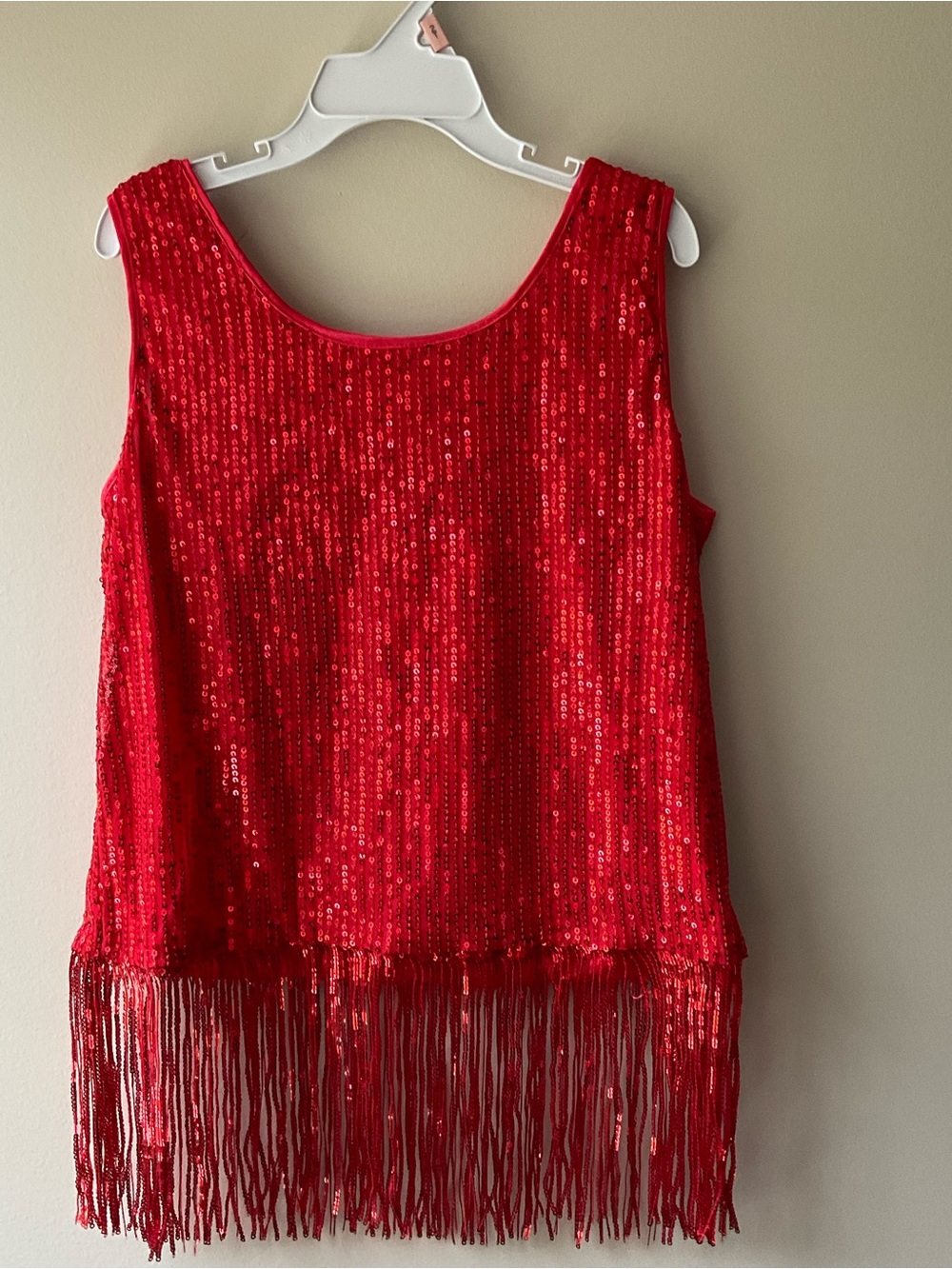 Girls' Red Sequin Fringe Top
